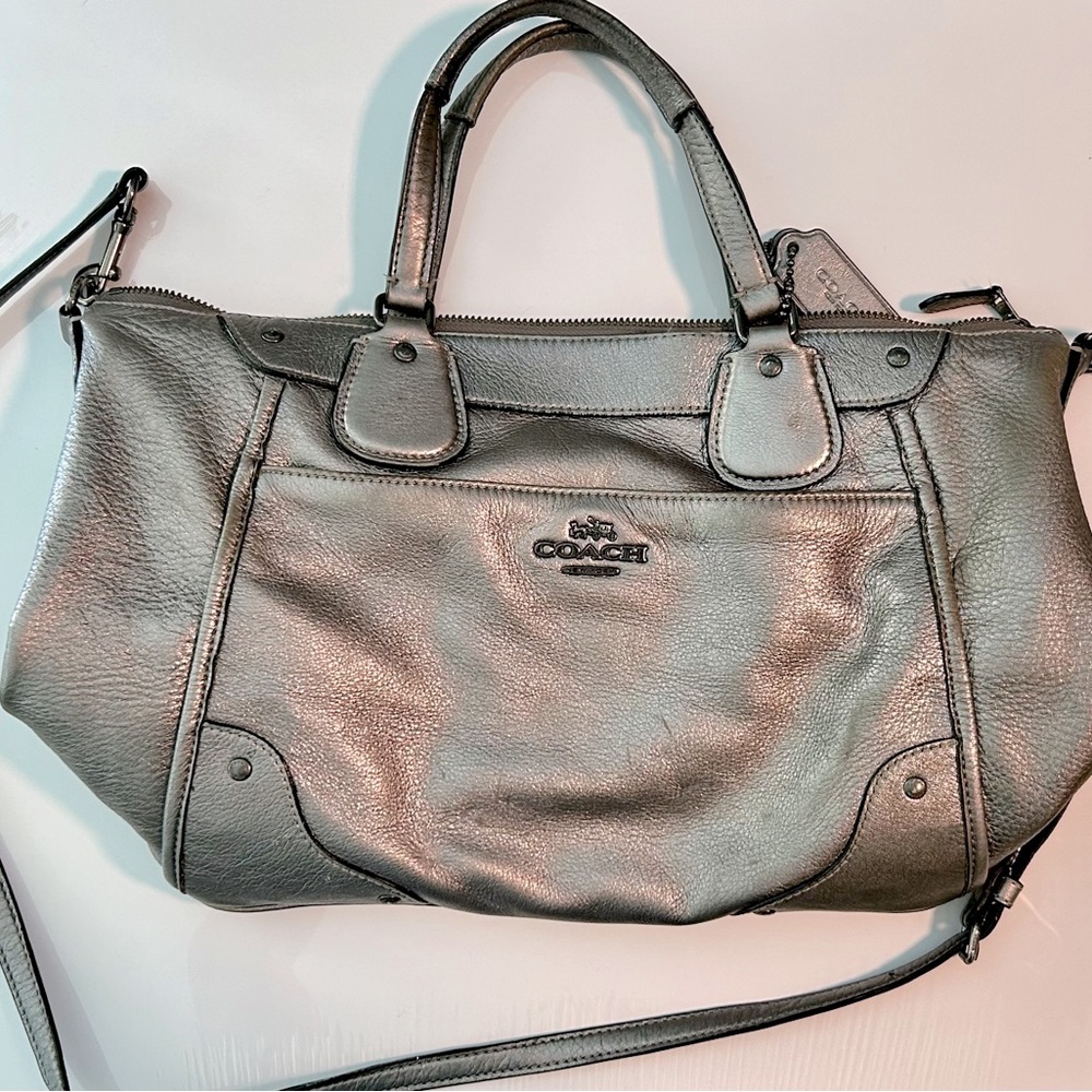 SOLD Metallic Sliver Coach Purse